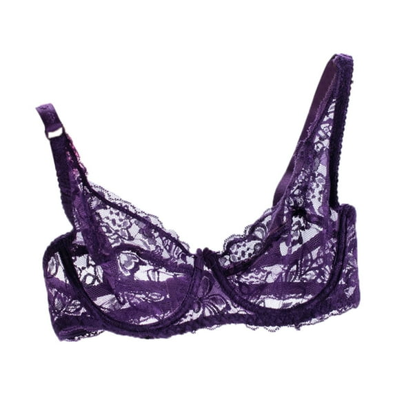 Womens Underwear Women V Neck Adjusted Straps Underwire Floral Lace Bra Lace Bra Purple 40/90B