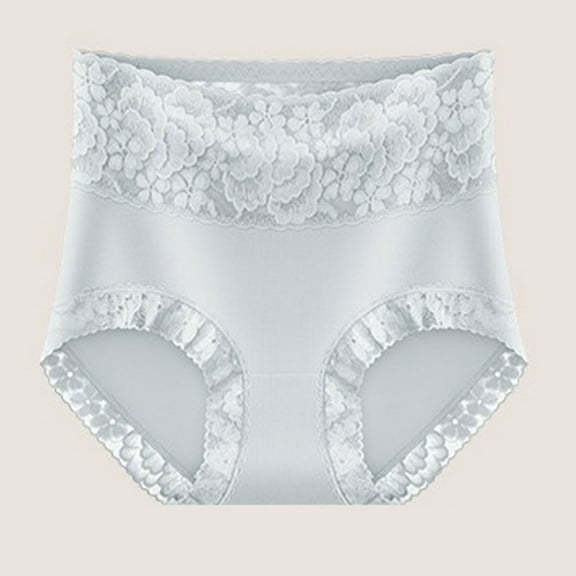 Womens Underwear, Women's Lace Abdomen Mid-rise Waist And Hip Lift Comfortable Body Breathable Underwear Briefs Gray 2XL