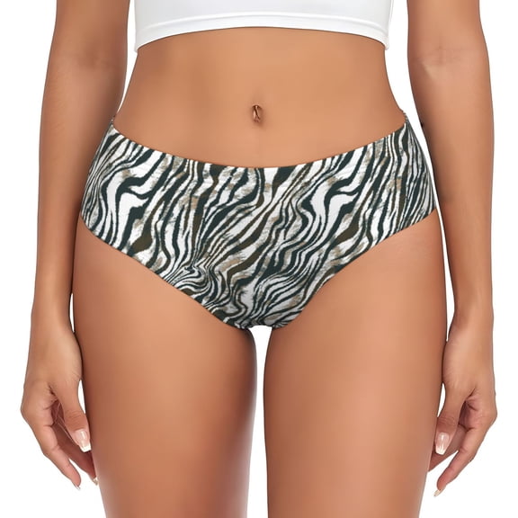Womens Underwear - Zebra print black white No Show Seamless Underwear for Women, Stretch Women's Panties, Hipster Soft Comfort Ladies Panties Bikini Underwear Briefs
