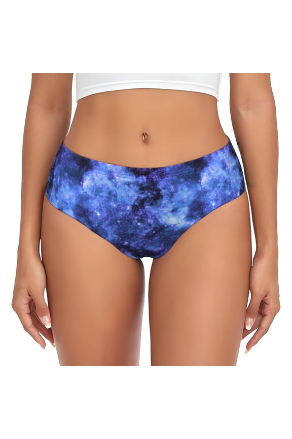Womens Underwear - blue Starry sky Violet aesthetic No Show Seamless Underwear for Women, Stretch Women's Panties, Hipster Soft Comfort Ladies Panties Bikini Underwear Briefs