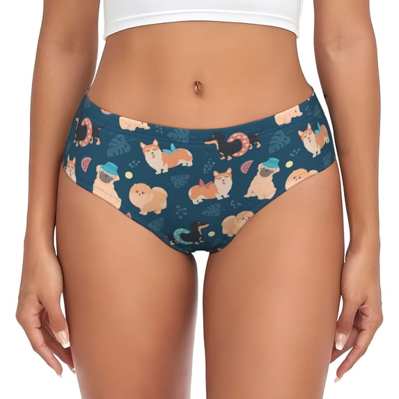 Womens Underwear cartoon Dog leaf Watermelon Cuteness No Show Seamless Underwear for Women, Soft Stretch Women's Panties, Hipster Ladies Panties Bikini Underwear Briefs
