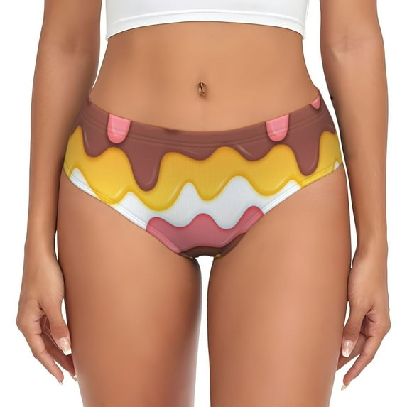 Womens Underwear cream texture print Cuteness No Show Seamless Underwear for Women, Soft Stretch Women's Panties, Hipster Ladies Panties Bikini Underwear Briefs