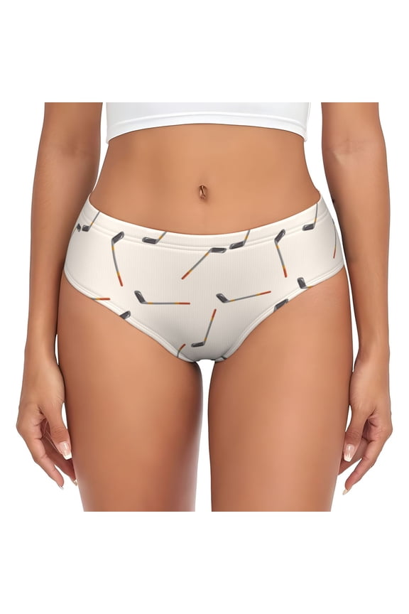 Womens Underwear - cute hockey sticks No Show Seamless Underwear for Women, Stretch Women's Panties, Hipster Soft Comfort Ladies Panties Bikini Underwear Briefs