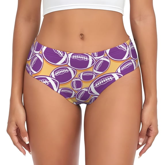 Womens Underwear cute purple American football Cuteness No Show Seamless Underwear for Women, Soft Stretch Women's Panties, Hipster Ladies Panties Bikini Underwear Briefs