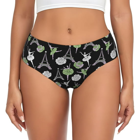Womens Underwear flower Tower ballet Cuteness No Show Seamless Underwear for Women, Soft Stretch Women's Panties, Hipster Ladies Panties Bikini Underwear Briefs