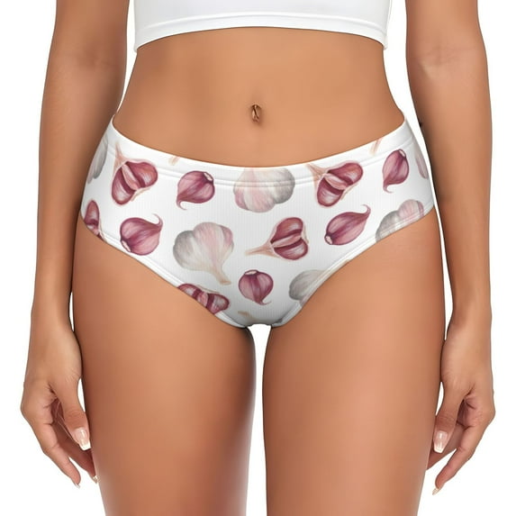 Womens Underwear - funny garlic cloves Print No Show Seamless Underwear for Women, Soft Sexy Stretch Women's Panties, Hipster Ladies Panties Bikini Underwear Briefs