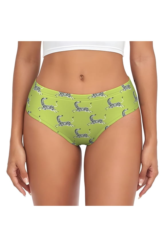 Womens Underwear - funny retro Zebra green No Show Seamless Underwear for Women, Stretch Women's Panties, Hipster Soft Comfort Ladies Panties Bikini Underwear Briefs