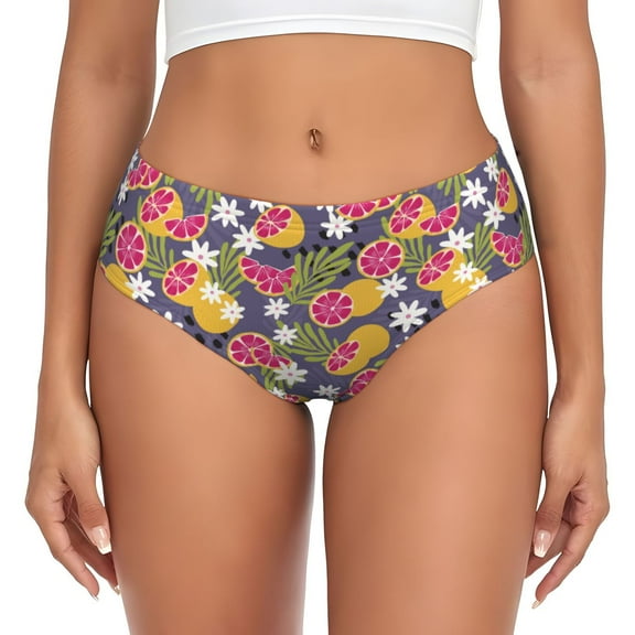 Womens Underwear - grapefruit leaves No Show Seamless Underwear for Women, Stretch Women's Panties, Hipster Soft Comfort Ladies Panties Bikini Underwear Briefs