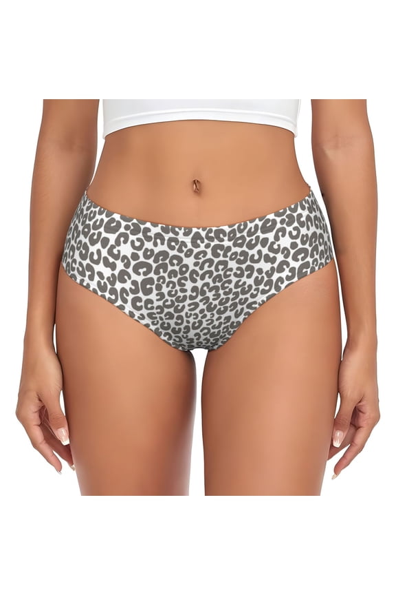 Womens Underwear - grey cool Leopard print No Show Seamless Underwear for Women, Stretch Women's Panties, Hipster Soft Comfort Ladies Panties Bikini Underwear Briefs