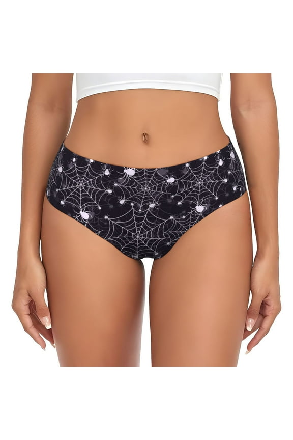 Womens Underwear - halloween Creative spiderweb cobweb No Show Seamless Underwear for Women, Stretch Women's Panties, Hipster Soft Comfort Ladies Panties Bikini Underwear Briefs