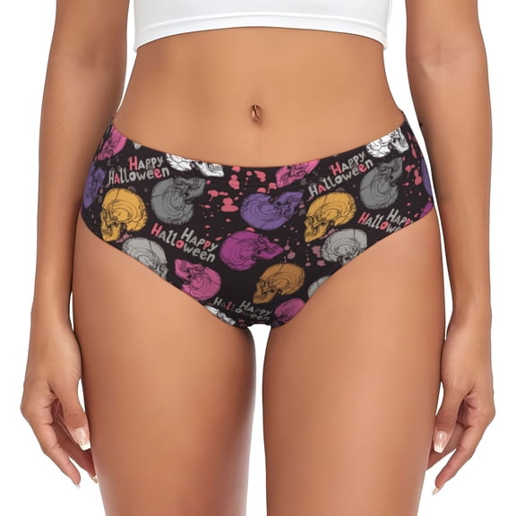 Womens Underwear - halloween skeleton No Show Seamless Underwear for Women, Stretch Women's Panties, Hipster Soft Comfort Ladies Panties Bikini Underwear Briefs