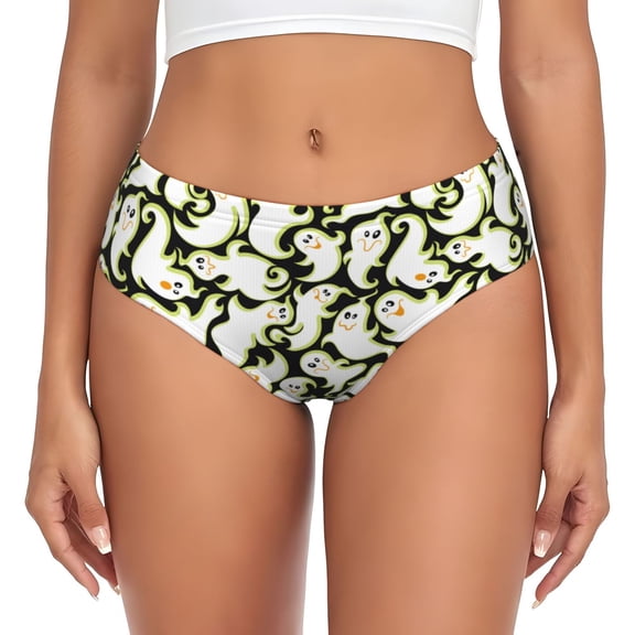 Womens Underwear - halloween spooky cute No Show Seamless Underwear for Women, Stretch Women's Panties, Hipster Soft Comfort Ladies Panties Bikini Underwear Briefs