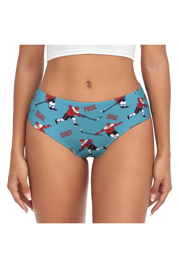 Womens Underwear - ice hockey player stick blue No Show Seamless Underwear for Women, Stretch Women's Panties, Hipster Soft Comfort Ladies Panties Bikini Underwear Briefs