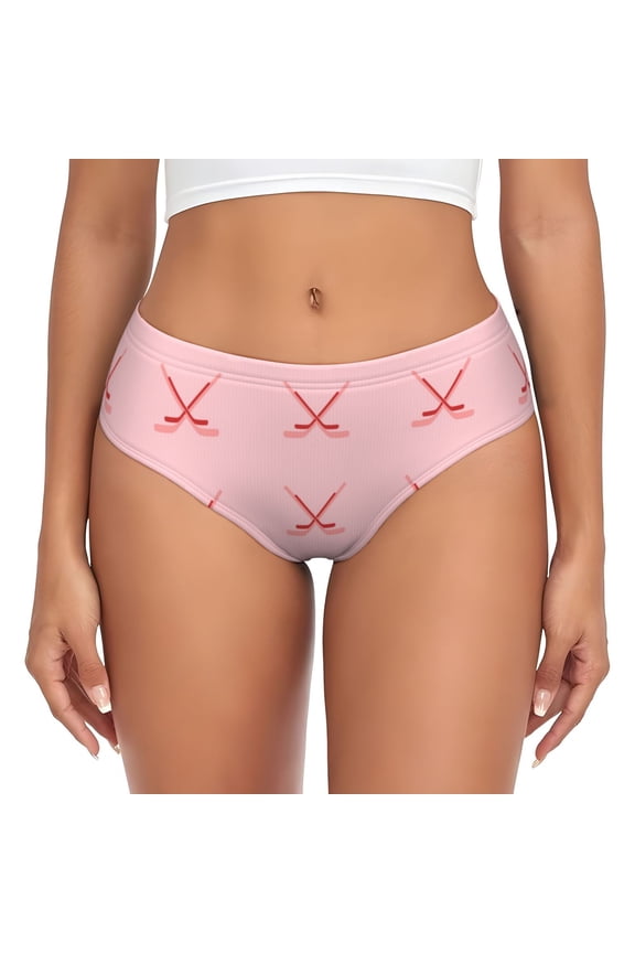 Womens Underwear - red hockey sticks pink No Show Seamless Underwear for Women, Stretch Women's Panties, Hipster Soft Comfort Ladies Panties Bikini Underwear Briefs