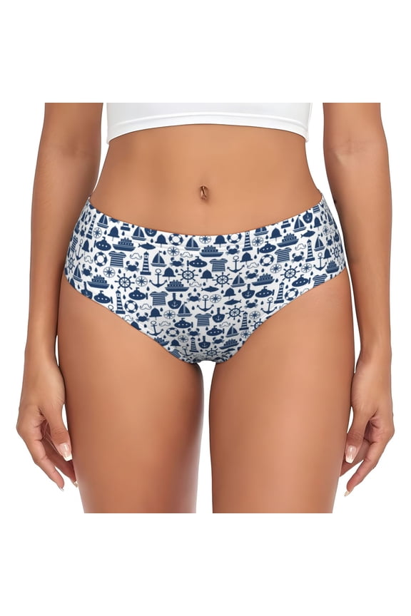 Womens Underwear - seaside primary color No Show Seamless Underwear for Women, Stretch Women's Panties, Hipster Soft Comfort Ladies Panties Bikini Underwear Briefs