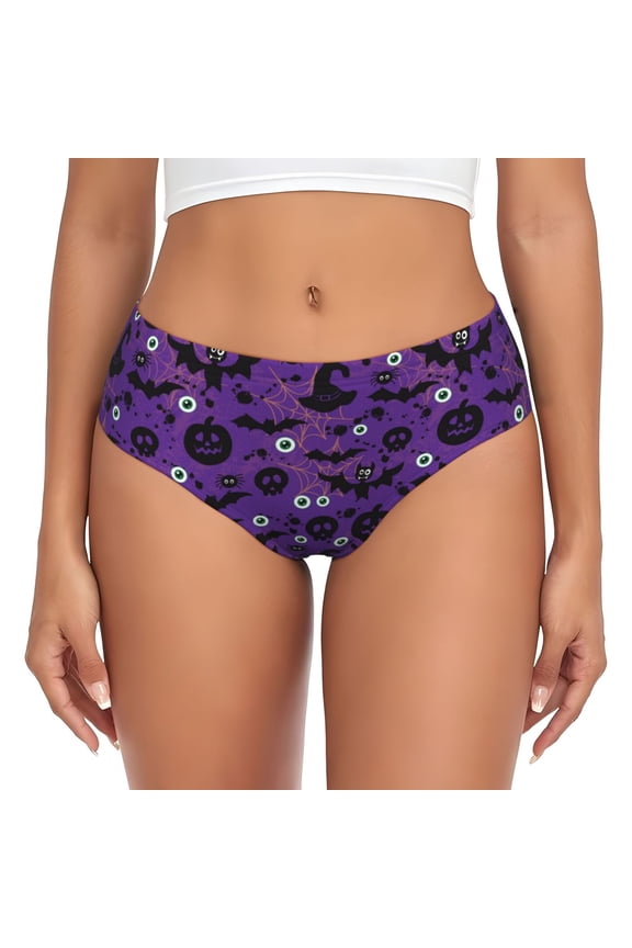 Womens Underwear - spider web halloween bat hat No Show Seamless Underwear for Women, Stretch Women's Panties, Hipster Soft Comfort Ladies Panties Bikini Underwear Briefs