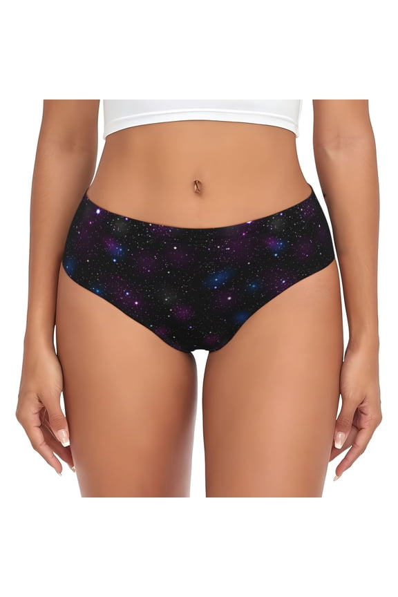 Womens Underwear - star starry sky Glitter black No Show Seamless Underwear for Women, Stretch Women's Panties, Hipster Soft Comfort Ladies Panties Bikini Underwear Briefs