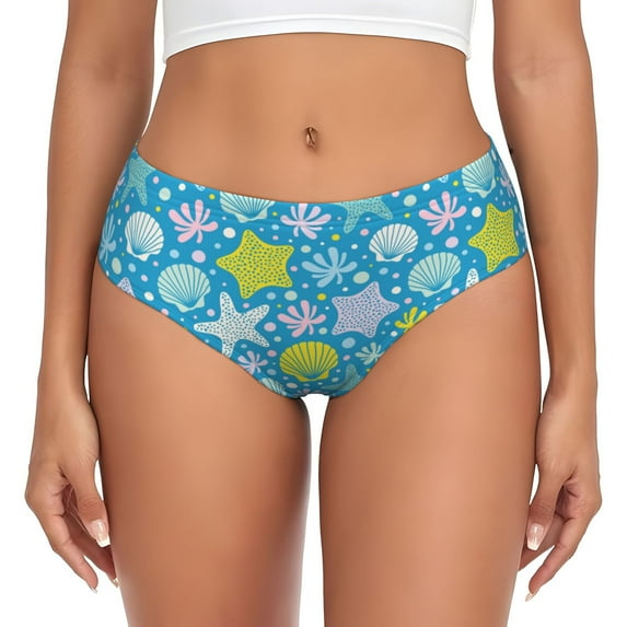 Womens Underwear starfish corals pearls Cuteness No Show Seamless Underwear for Women, Soft Stretch Women's Panties, Hipster Ladies Panties Bikini Underwear Briefs