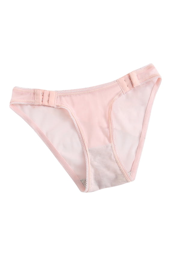 Womens Underwear with Side Hook Closure, Low Waist Mesh Sheer Bikini Briefs Panties Period Panties Women Beige S
