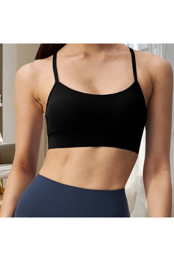 Womens Underwire Bra High-Impact Support Bras Womens Padded Workout Seamless T-Back Sports Bra Cropped Yoga Tank Tops Black XL