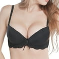 thumbnail image 1 of Womens Underwire Bralettes Push Up Demi B Cup Sexy Bras Lace Seamless Comfortable Supportive Lifting Bras Black, 34/75B, 1 of 6