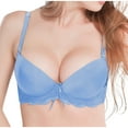 thumbnail image 1 of Womens Underwire Bralettes Push Up Demi C Cup Sexy Bras Lace Seamless Comfortable Supportive Lifting Bras Blue, 42/95C, 1 of 5