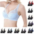 thumbnail image 1 of Womens Underwire Bras Push up Plus Size Solid Color Lightweight Supportive Bras Women's Lace Underwear with Padded Gather Daily Bra White 90C, 1 of 5