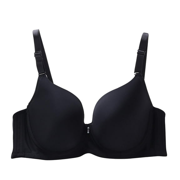 Womens Underwire Push Up Bras Smoothing Push Up Support T-Shirt Bra Seamless Lifting Soft Full Coverage Brassiere, 42/95D Black