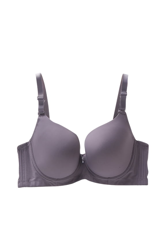 Womens Underwire T-Shirt Bras Smoothing Push Up Support Bra Seamless Lifting Soft Full Coverage Brassiere, 36/80C Gray