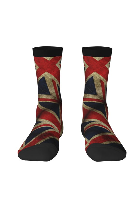 Womens Union Jack Flag Dress Crew Socks Colorful Novelty Socks