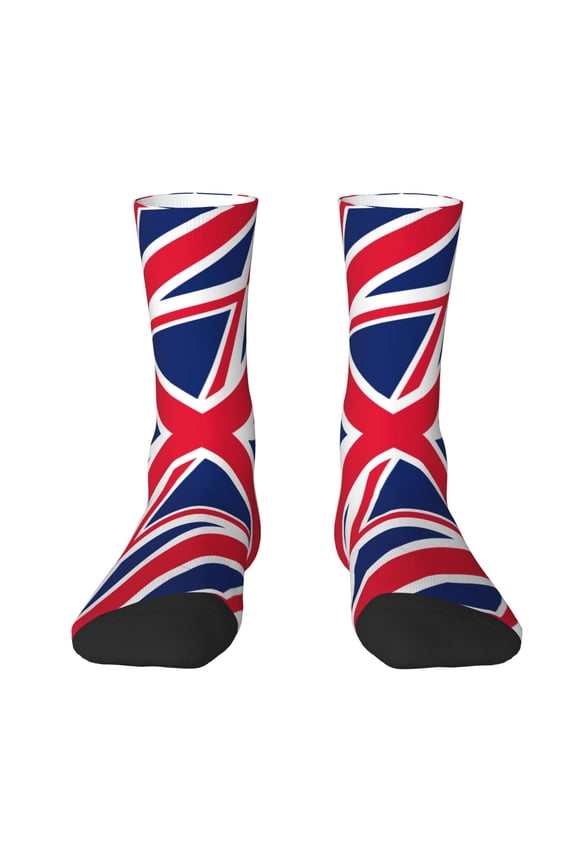 Womens Union-Jack Flag Dress Crew Socks Colorful Novelty Socks