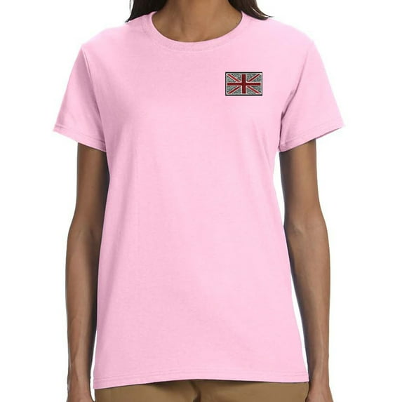 Womens Union Jack Patch Cotton Tee - Light Pink, Small
