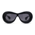 thumbnail image 1 of Womens Unique Balloon Thick Racer Shield Retro Sunglasses All Black, 1 of 4
