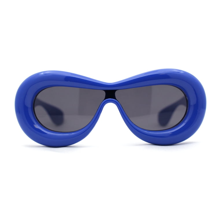 Womens Unique Balloon Thick Racer Shield Retro Sunglasses  display picture 2