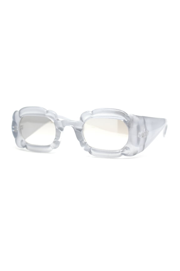 Womens Unique Cloud Shape Rectangular Mod Plastic Fashion Sunglasses Silver - Silver Mirror