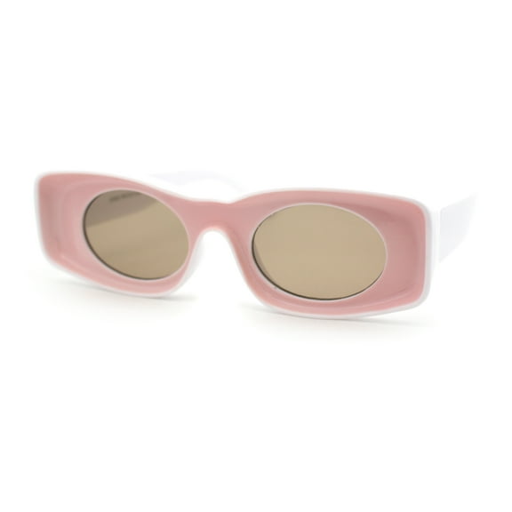 Womens Unique Concave Thick Mod Plastic Sunglasses Pink Brown