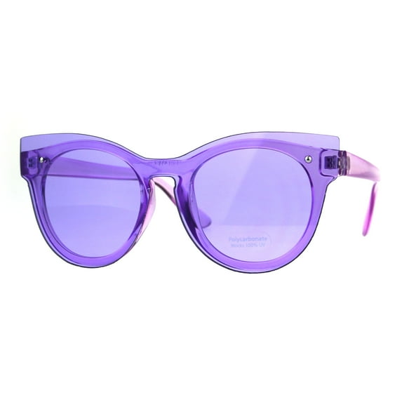 Womens Unique Exposed Panel Lens Cat Eye Horn Rim Keyhole Sunglasses Purple