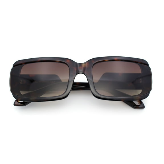 Womens Unique Exposed Side Lens Rectangular Plastic Mod Fashion Sunglasses Tortoise - Brown