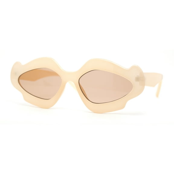 Womens Unique Nouveau Groovy Haze Cat Eye Plastic Sunglasses Peach - Brown