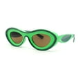 thumbnail image 1 of Womens Unique Retro Futurism Thick Plastic Cat Eye Concave Sunglasses Green - Brown, 1 of 4