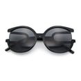 thumbnail image 1 of Womens Unique U Arm Round Exposed Lens Minimal Designer Sunglasses All Black, 1 of 8