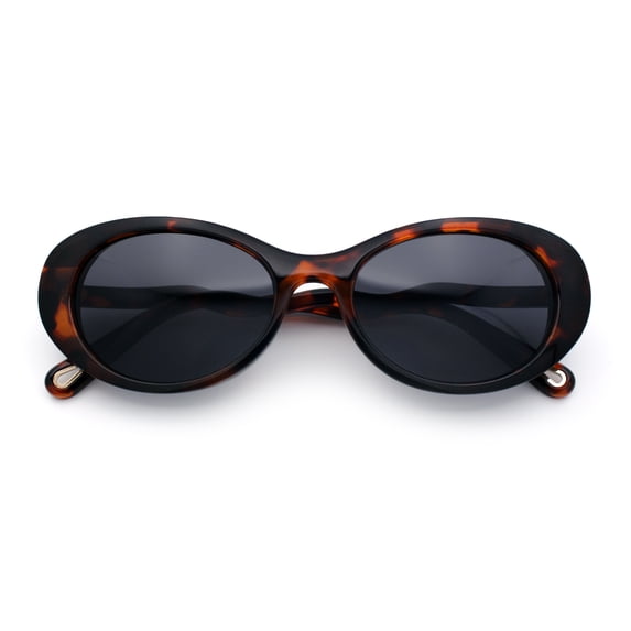 Womens Unique Wavy Crooked Arm Mod Oval Plastic Sunglasses Tortoise - Black