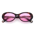 thumbnail image 1 of Womens Unique Wavy Crooked Arm Mod Oval Plastic Sunglasses Tortoise - Pink, 1 of 8