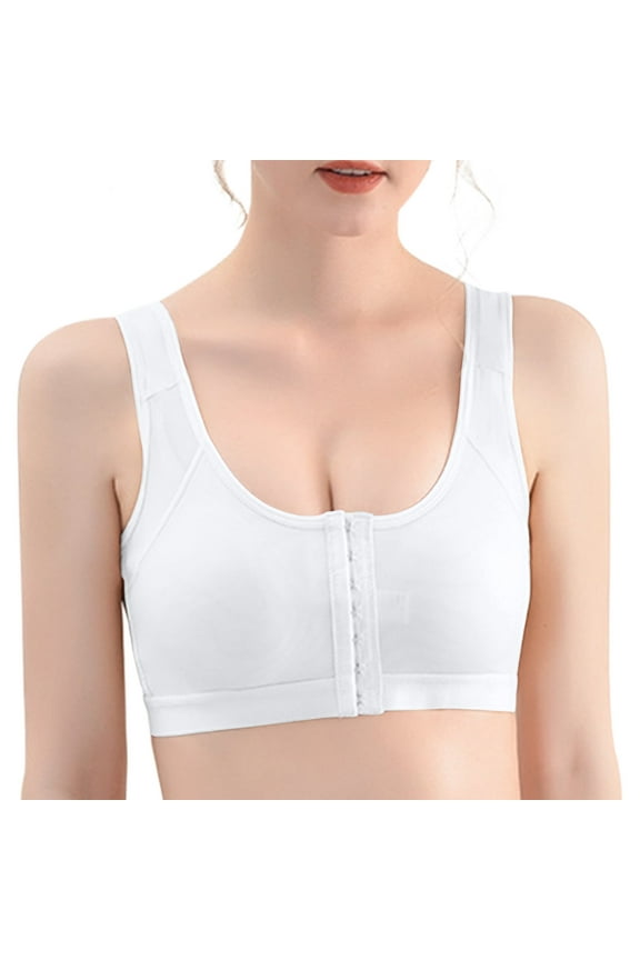 Womens Unlined Wireless Sports Bra with Front Closure Posture Cooling Full Coverage Yoga Workout Running Bras