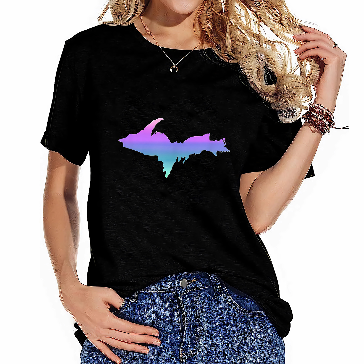 Womens Up Upper Peninsula Michigan Ombre Yoopers 906 TShirt