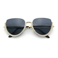 thumbnail image 1 of Womens Upside Down Half Rim Bling Pearl Metal Frame Cat Eye Sunglasses Gold - Black, 1 of 8