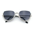 thumbnail image 1 of Womens Upside Down Half Rim Bling Pearl Metal Frame Cat Eye Sunglasses Silver - Smoke, 1 of 8
