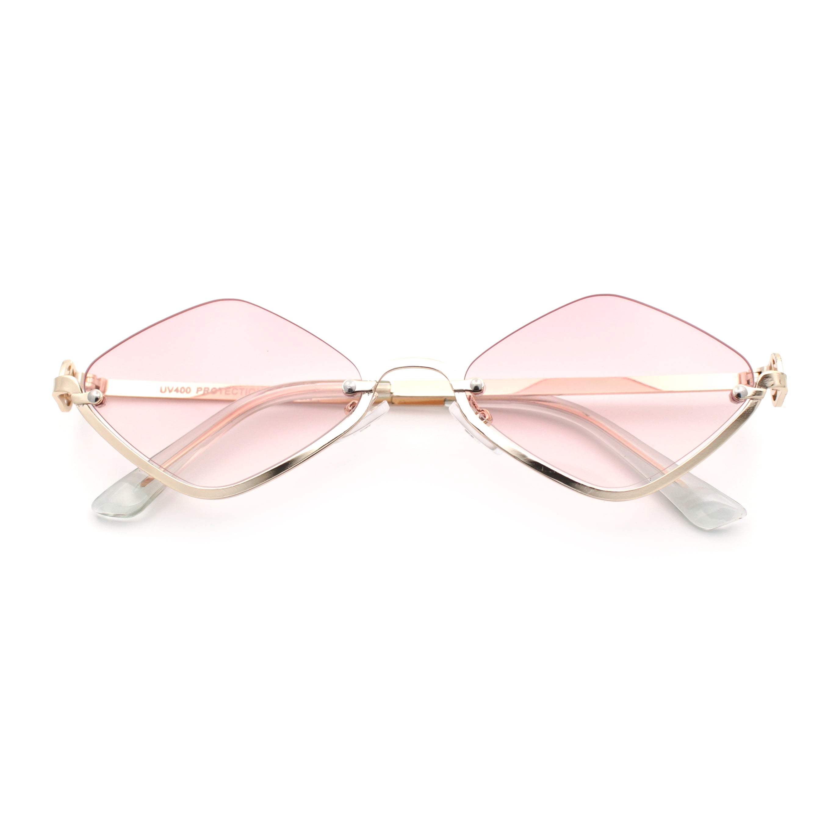 Womens Upside Down Half Rim Diamond Shape Rimless Metal Frame