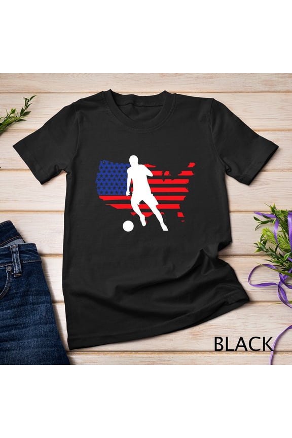 Womens Us National Team Football Dribble American Flag Soccer T-Shirt