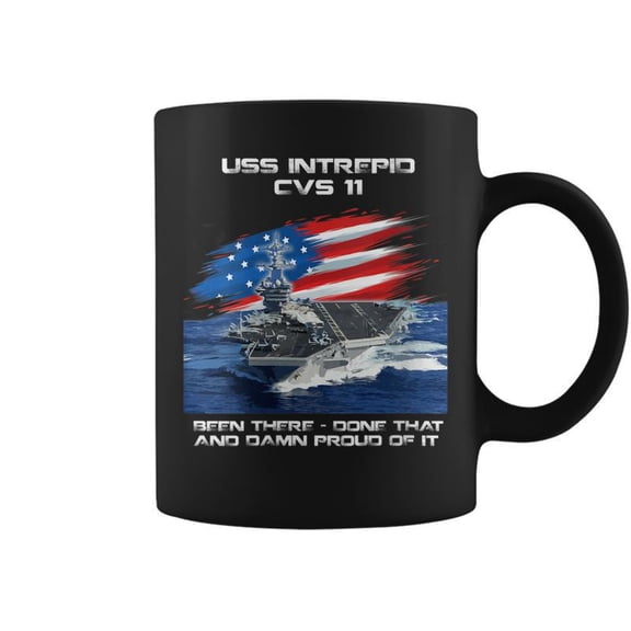 Womens Uss Intrepid Cvs11 Aircraft Carrier Veteran Usa Flag Xmas Coffee Mugs